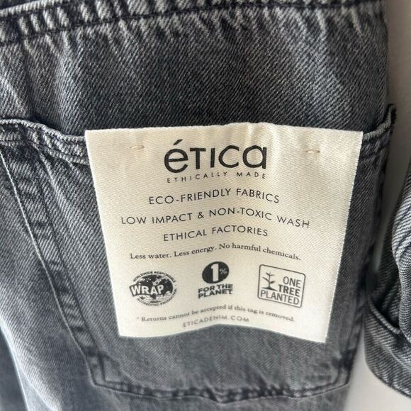 Etica Lotta Long Sleeve Gray Denim Mini Dress Stormy Skies Size S NWT Distressed - Picture 7 of 11